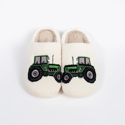 Kids Green Tractor Slippers