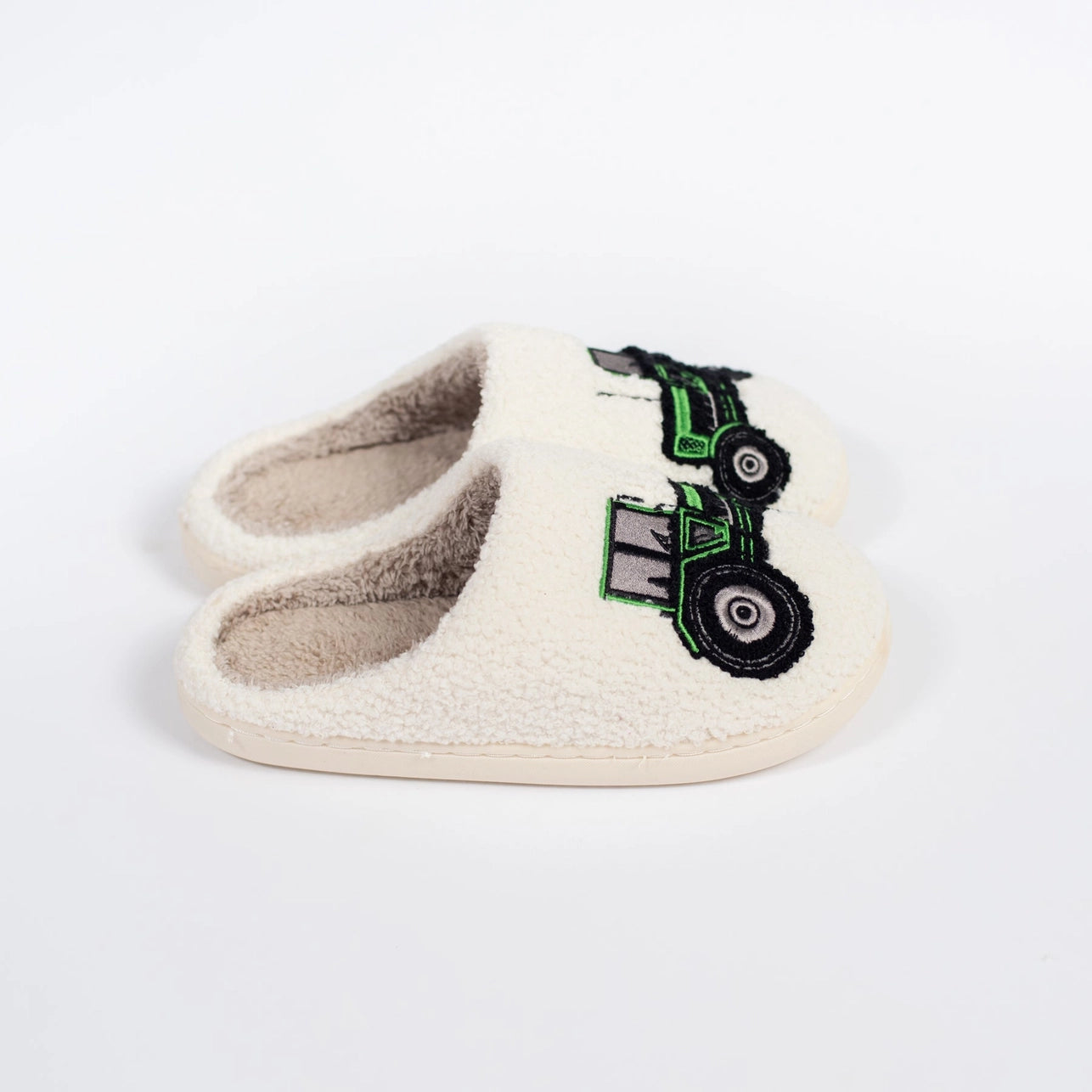 Kids Green Tractor Slippers