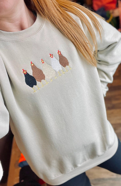 Chickens Embroidered Sweatshirt