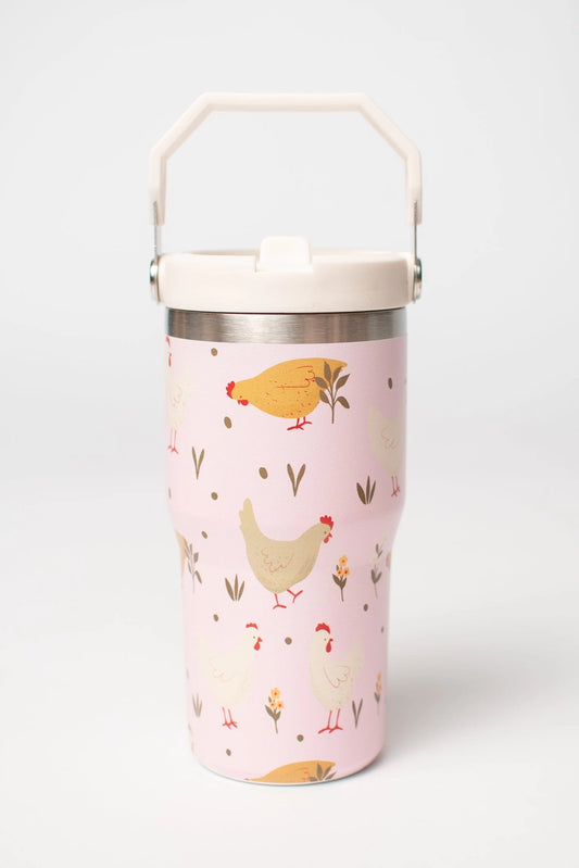 Pink Cottage Chicken 20oz Kids Tumbler