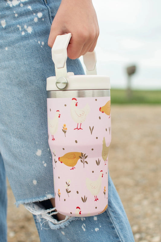 Pink Cottage Chicken 20oz Kids Tumbler