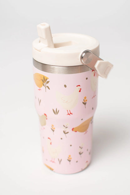 Pink Cottage Chicken 20oz Kids Tumbler