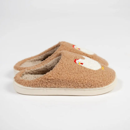 Brown Fuzzy Chicken Slippers-Kids
