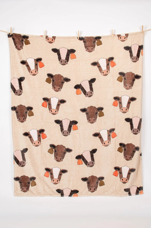 Cattle Plush Throw Blanket